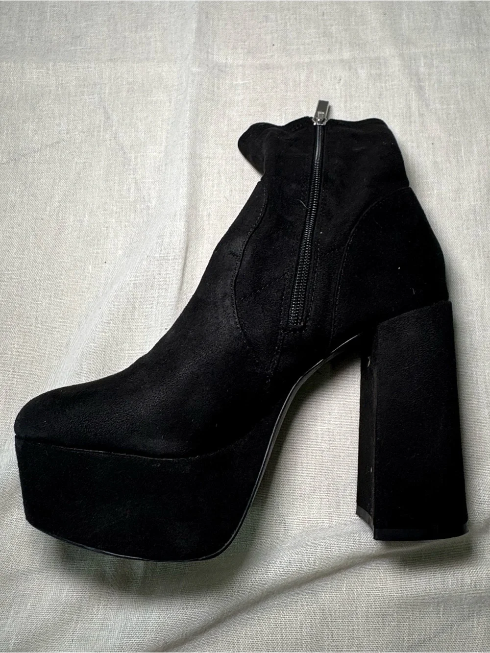 Women's Black Platform Block Heel Ankle Boots
